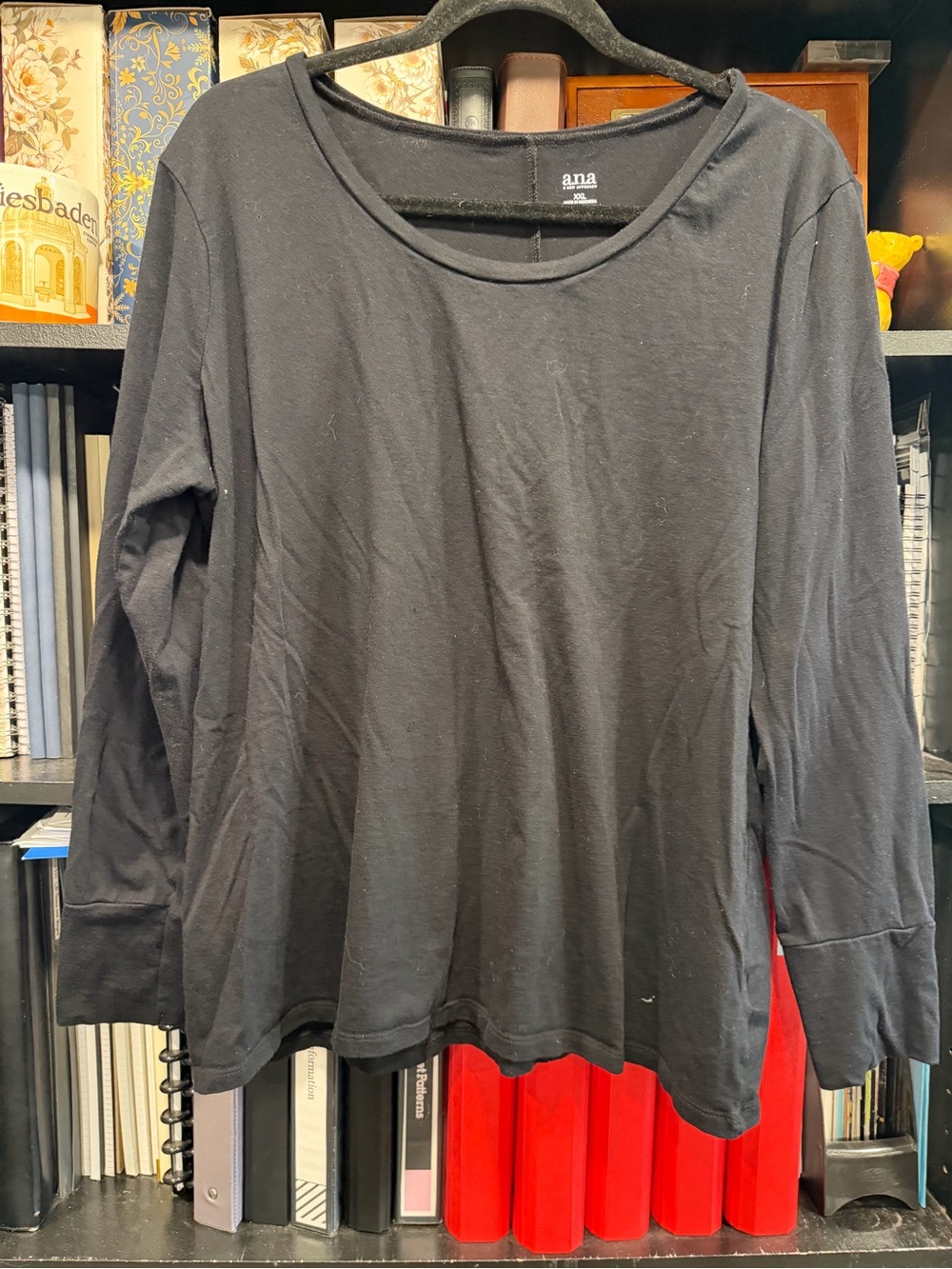 a.n.a Black Long Sleeve Crewneck Tee